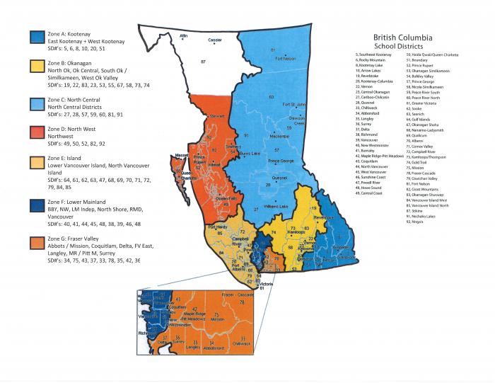 Map of Zones BC School Sports